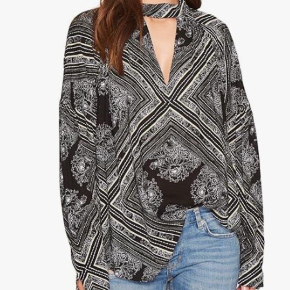 NEW ~ FREE PEOPLE ~ Walking On A Dream Tunic Blouse XS Oversized 100% Rayon